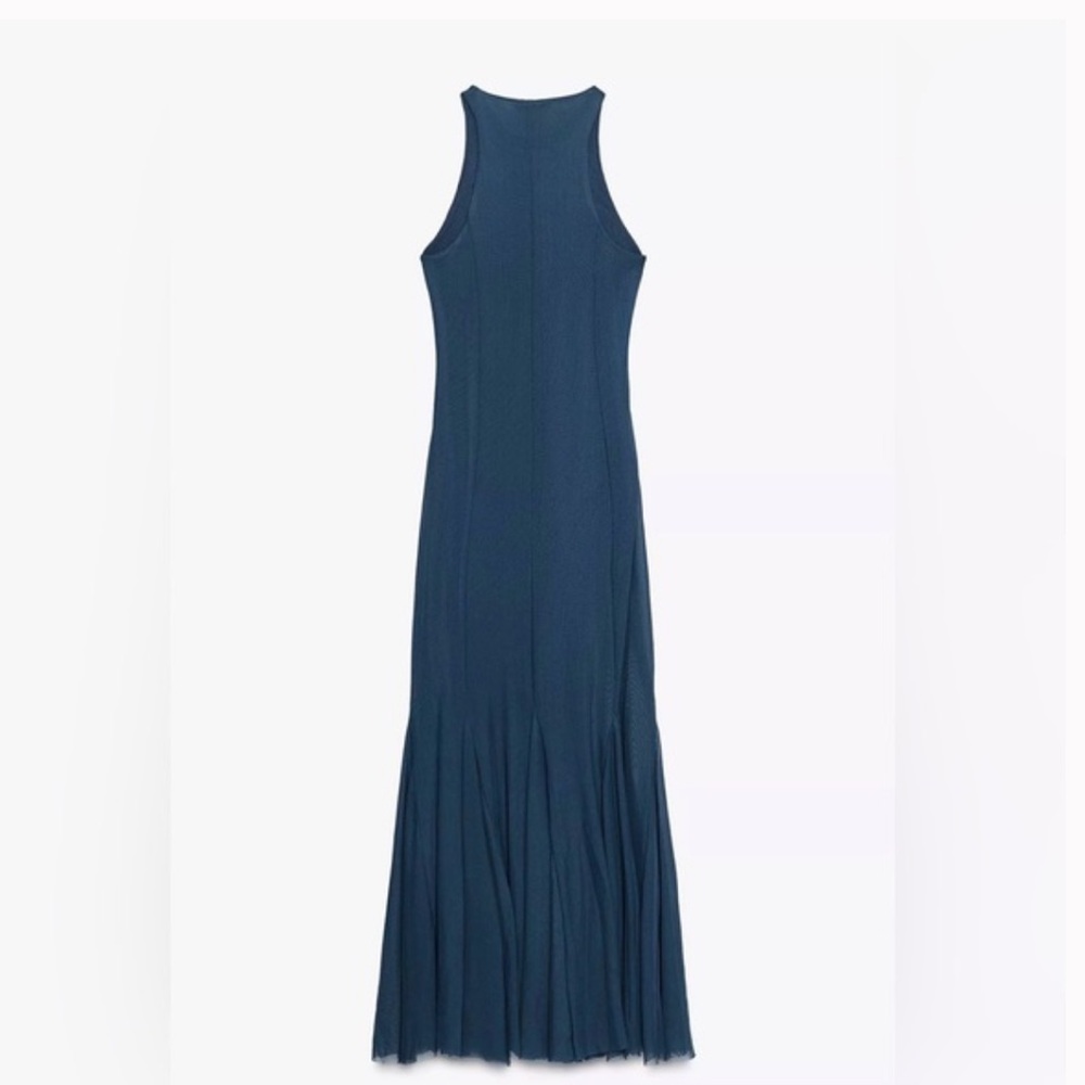 Zara NWT long tulle godet midi dress blue 5039/830 - Picture 4 of 7